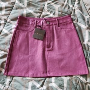 NWT Le Lis Pink Faux Leather Mini Skirt